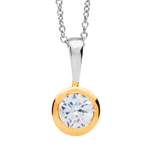 Sterling Silver Gold Plated Classic Solitaire Pendant