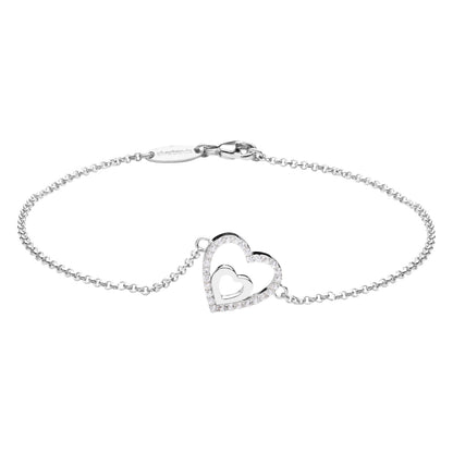 Sterling Silver Double Happiness CZ Bracelet ST1357