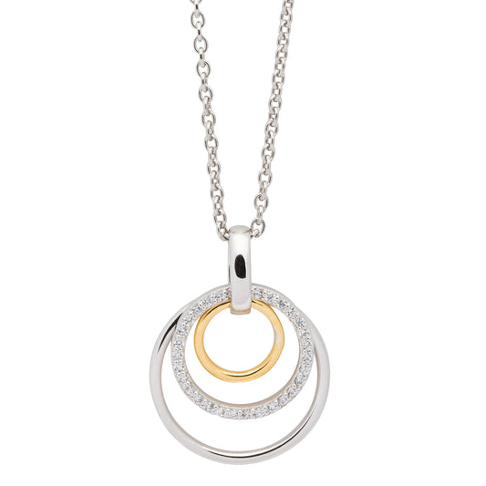 Sterling Silver Gold Plated Circles Necklace ST1590