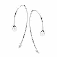 Silver Pearl Pull Through Hook Earrings ST1705