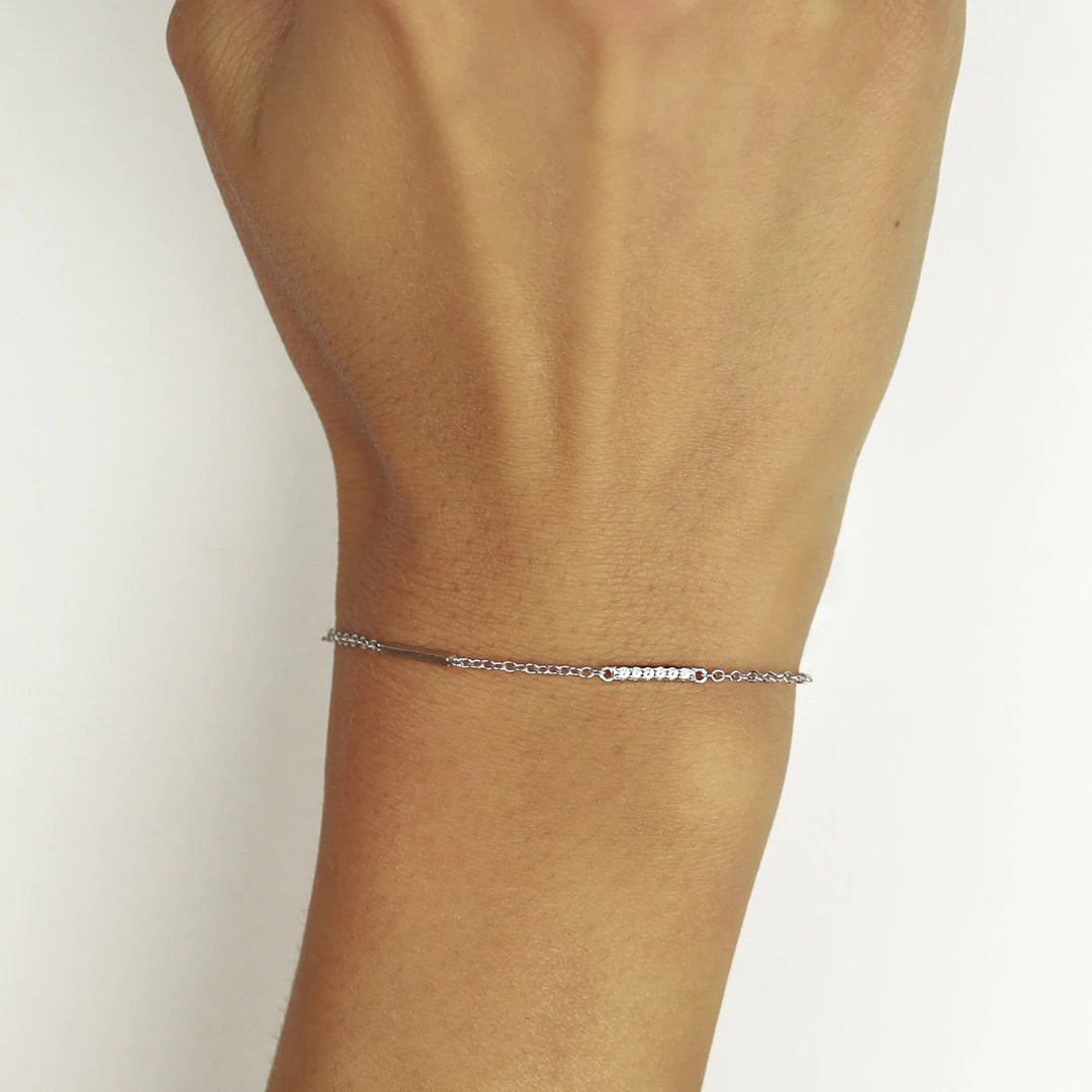 Sterling Silver Sparkling Bars CZ Bracelet