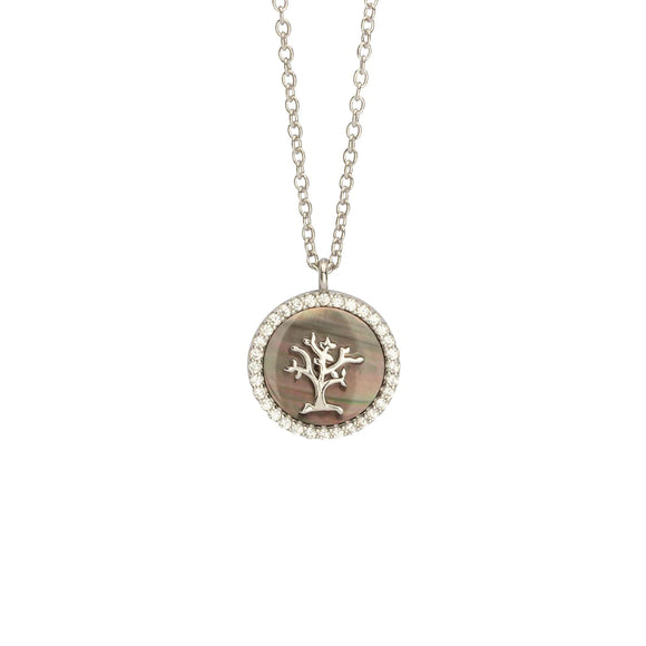 Sterling Silver Tree of Life Mother of Pearl Necklace