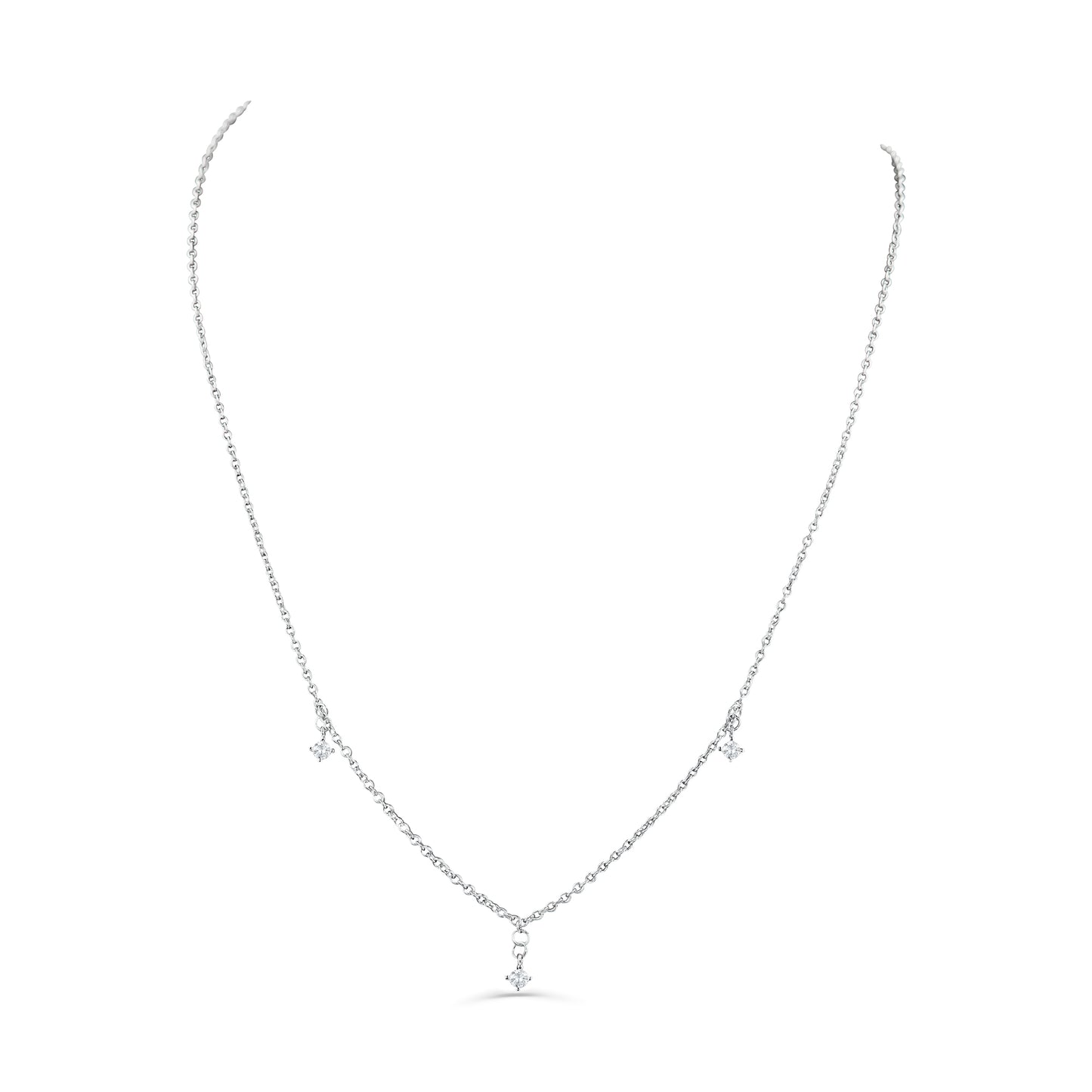 Sterling Silver Delicate Touch 3 CZ Necklace