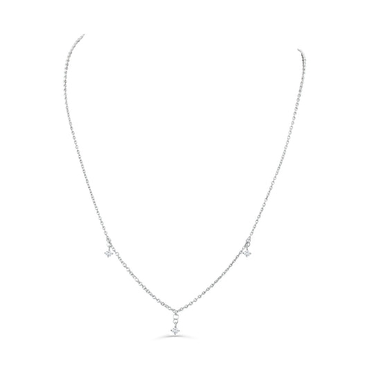 Sterling Silver Delicate Touch 3 CZ Necklace