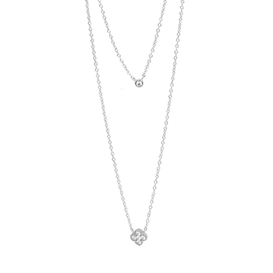 Sterling Silver Layered Delicate CZ Necklace