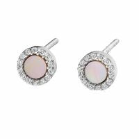 Silver CZ Mother of Pearl Stud Earrings