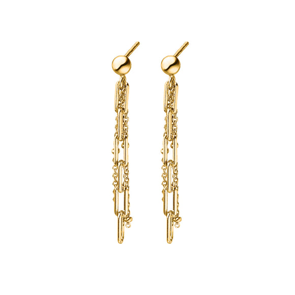 VIVID CHAINS EAR STUDS DUO SILVER GOLD PLATED