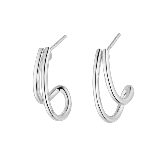 Silver Double Hoop Earrings ST2002