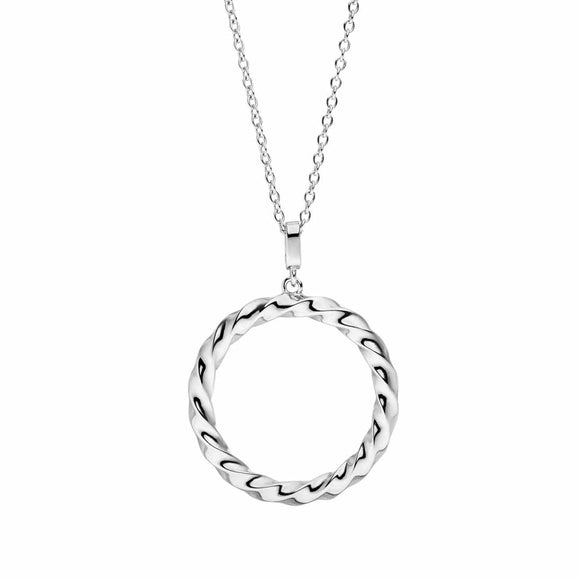 Sterling Silver Twisted Circle Necklace Large