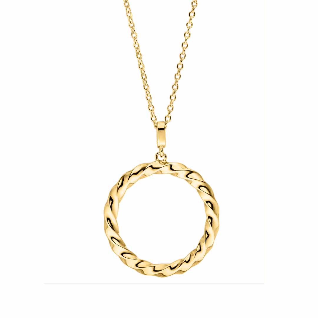 Sterling Silver Gold-plated Twisted Circle Necklace Large