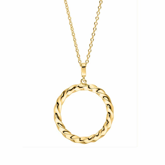 Sterling Silver Gold-plated Twisted Circle Necklace Large