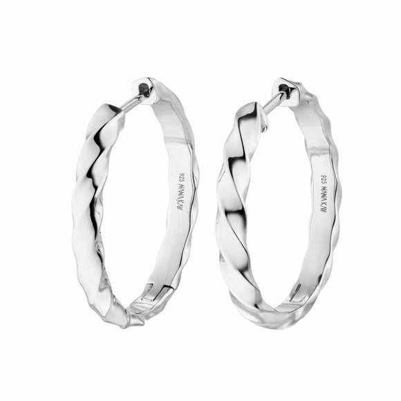 Silver Classic Twisted Hoop Earrings Large