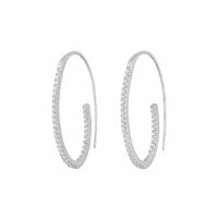 Silver CZ Curvey Glam Hoop Earrings