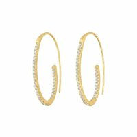 Silver Gold Plated CZ Curvey Glam Hoop Earrings