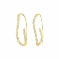 Silver Gold Plated CZ Curvey Glam Hoop Earrings