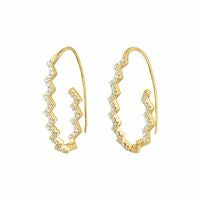 Silver Gold Plated CZ Zig Zag Hoop Earrings