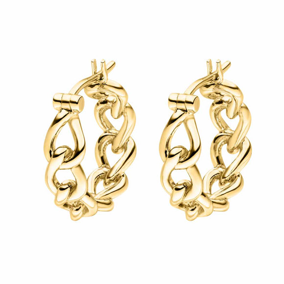 Silver Gold-plated Chain Link Hoop Earrings Small ST2071