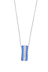 Sterling Silver Blue CZ Baguette Pendant