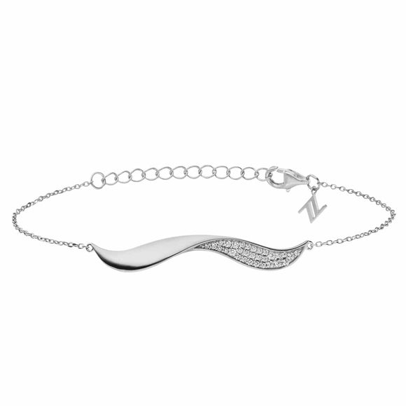 Sterling Silver CZ Wave Bracelet