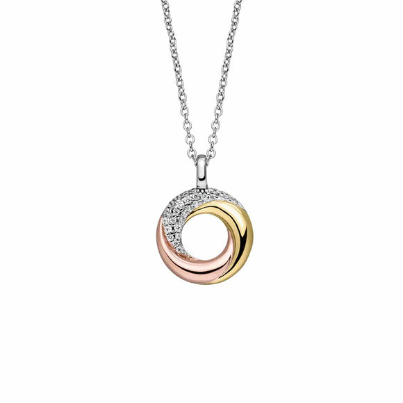 Sterling Silver 3 Colour Twisted Circle CZ Pendant