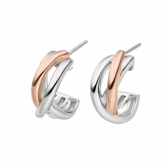 Silver Classic Bi-colour Hoop Earrings