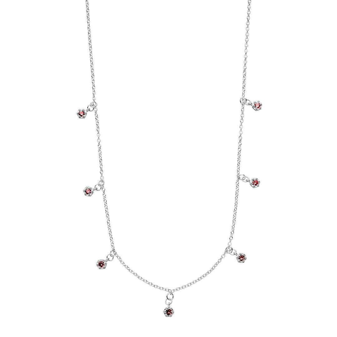 Sterling Silver Delicate Touch Necklace Red