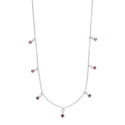 Sterling Silver Delicate Touch Necklace Red