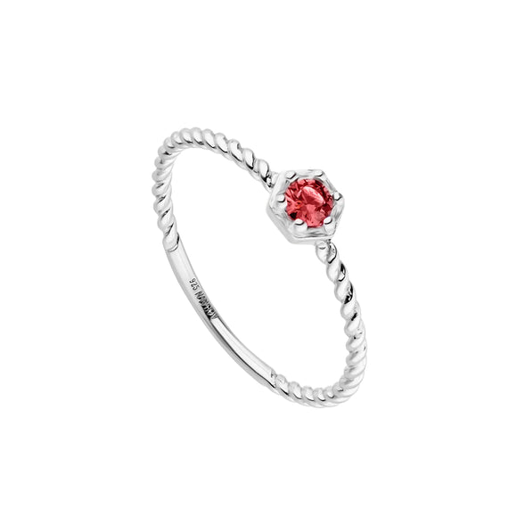Silver Delicate Touch Ring Red