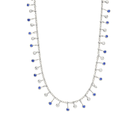 Sterling Silver Tiny Gems Necklace Blue