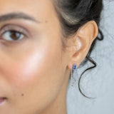 Silver Modern Aztec Earrings Blue