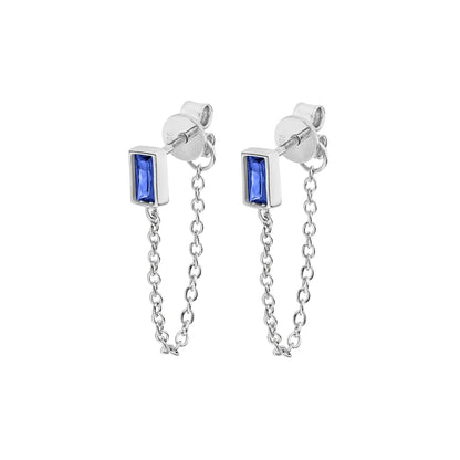 Silver Modern Aztec Earrings Blue