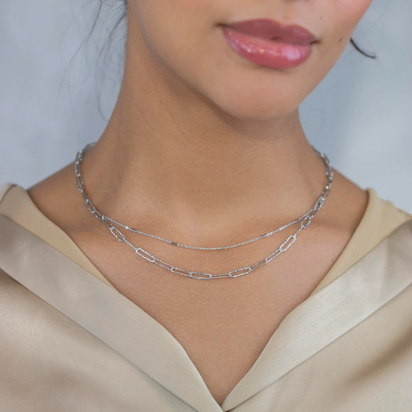 Sterling Silver Vivid Layer Chain Necklace