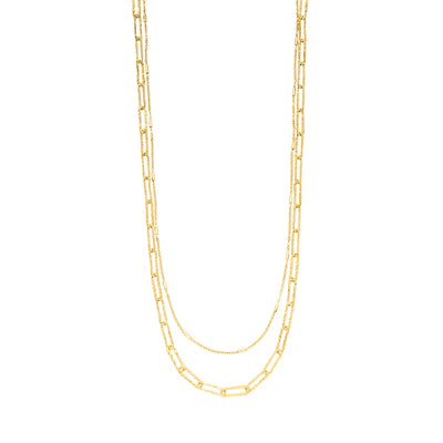 Sterling Silver Gold Plated Vivid Layer Chain Necklace