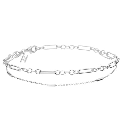 Sterling Silver Vivid Chain Layered Bracelet