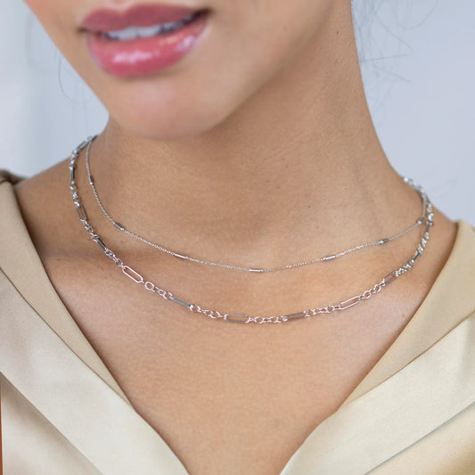 Sterling Silver Vivid Layer Chain Necklace