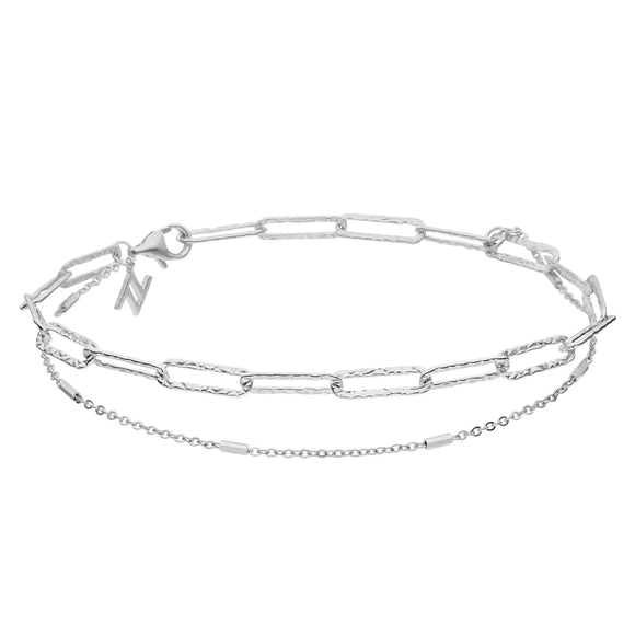 Sterling Silver Vivid Chain Layered Bracelet