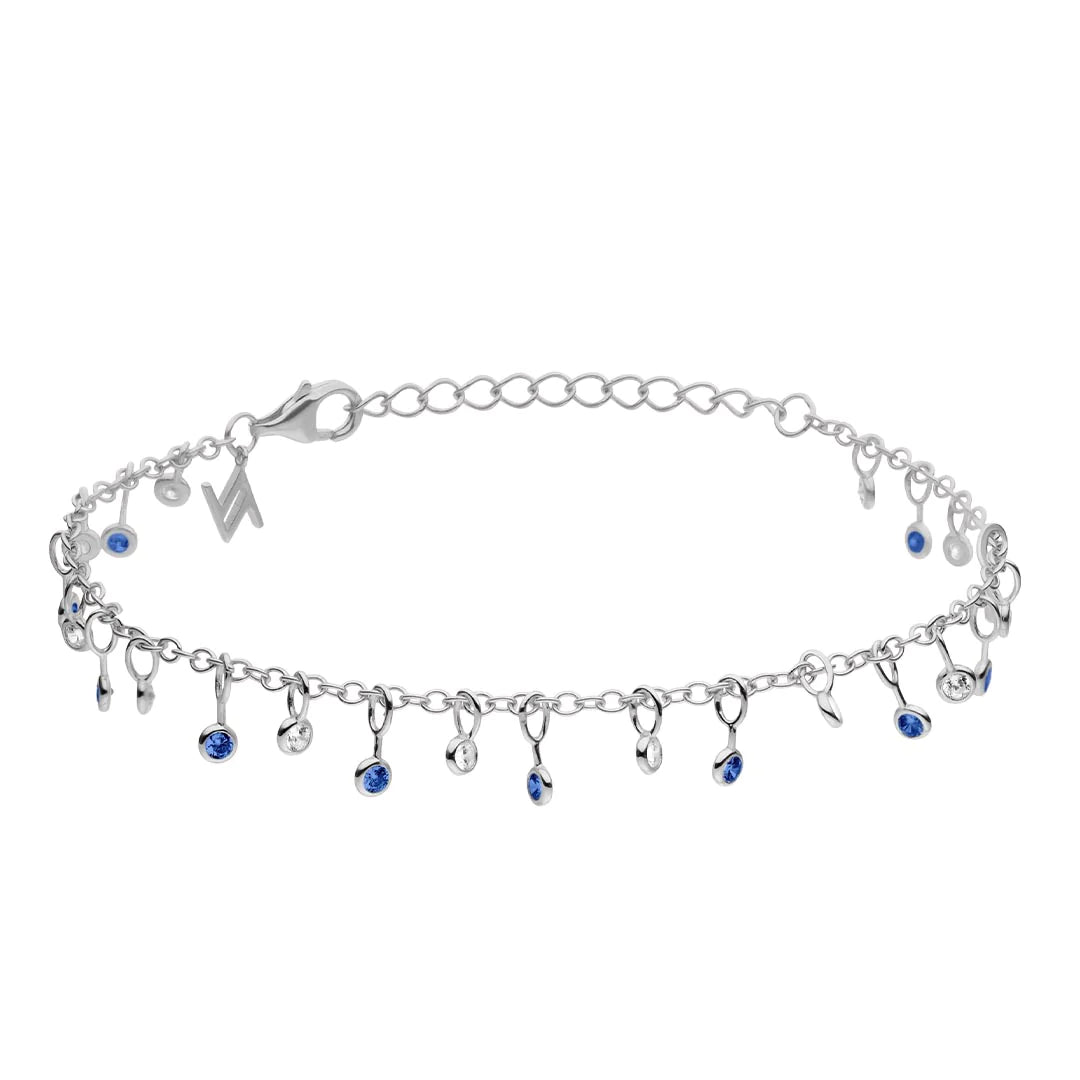 Sterling Silver Tiny Gems Bracelet Blue