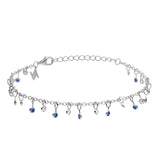 Sterling Silver Tiny Gems Bracelet Blue
