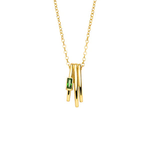 Sterling Silver Gold Plated Modern Aztec Necklace Green