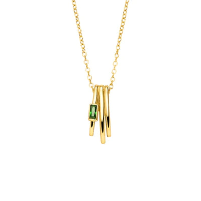 Sterling Silver Gold Plated Modern Aztec Necklace Green