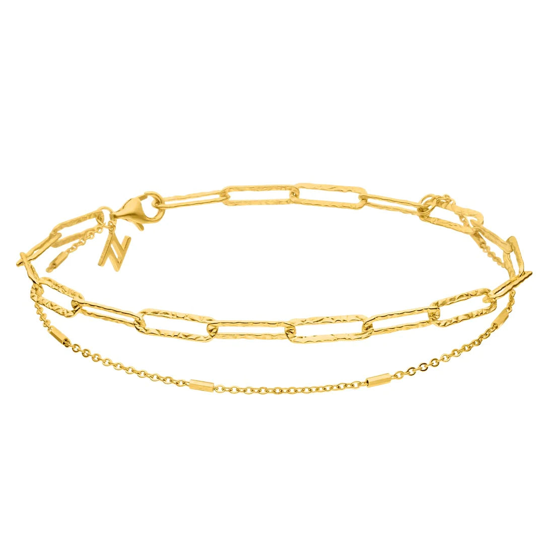 Sterling Silver Gold Plated Vivid Chain Layered Bracelet