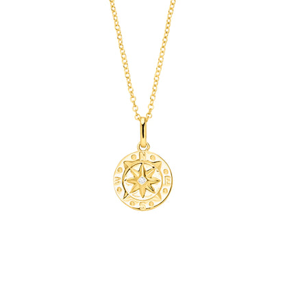 Sterling Silver Gold Plated Compass Necklace