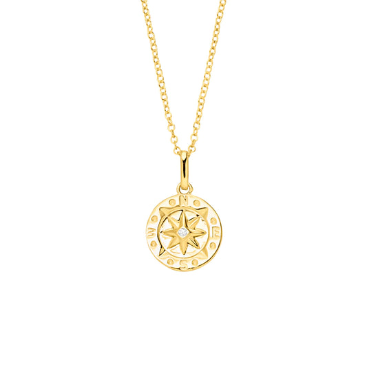 Sterling Silver Gold Plated Compass Necklace