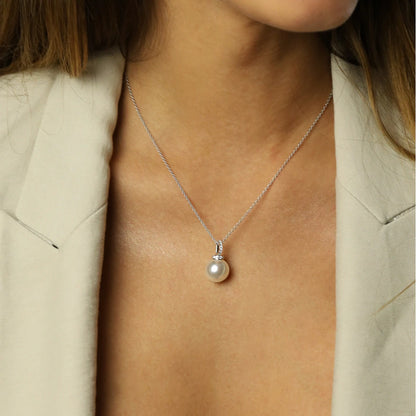 Silver CZ Fashion Pearl Pendant