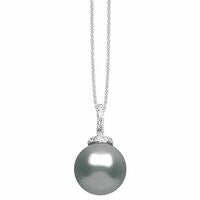 Silver 12mm Grey Pearl Pendant
