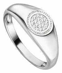 Sterling Silver Round CZ Signet Ring