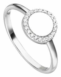 Sterling Silver Round CZ Border Signet Ring