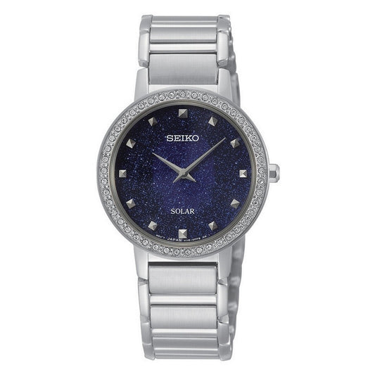 SEIKO SOLAR LADIES STAINLESS STEEL BLUE DIAL BRACELET WATCH