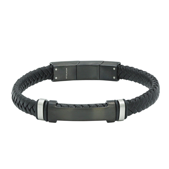 Steelwear London  Men's Leather Bracelet Black SW-645