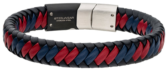 Steelwear  Miami Men's Leather Bracelet Navy Red SW-790